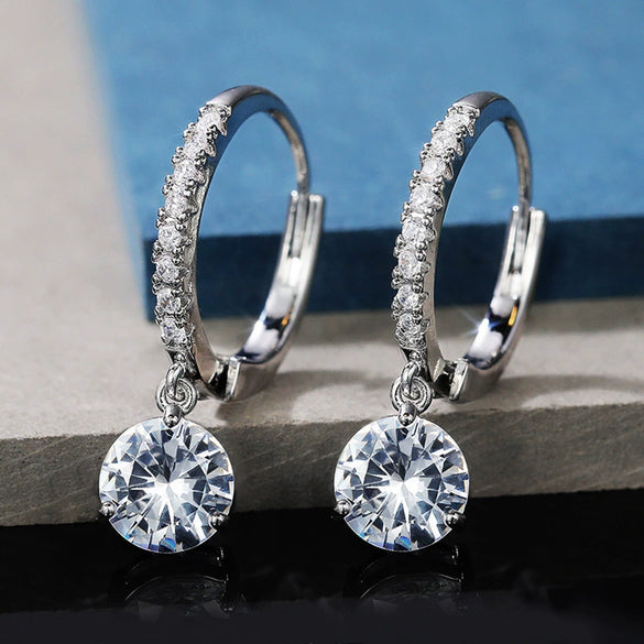 Wholesale Women's Copper Zircon Water Drop Pearshaped Geometric Earrings