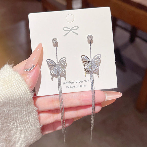 Wholesale Women's Copper Zirconia Butterfly Insect Style Niche Earrings