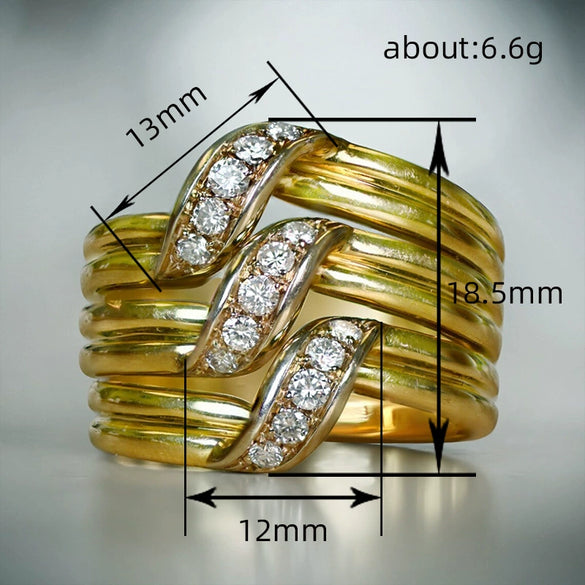Wholesale Women's Copper Zirconia Geometric Light Luxury Style Ring