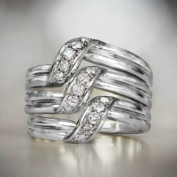 Wholesale Women's Copper Zirconia Geometric Light Luxury Style Ring