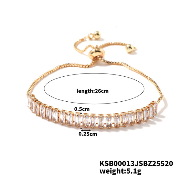 Wholesale Women's Copper Zirconium Multicolor Stone Full Diamond Bracelet With Glass Treatment And Fashion Temperament Design
