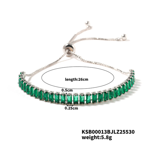 Wholesale Women's Copper Zirconium Multicolor Stone Full Diamond Bracelet With Glass Treatment And Fashion Temperament Design
