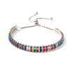 Wholesale Women's Copper Zirconium Multicolor Stone Full Diamond Bracelet With Glass Treatment And Fashion Temperament Design