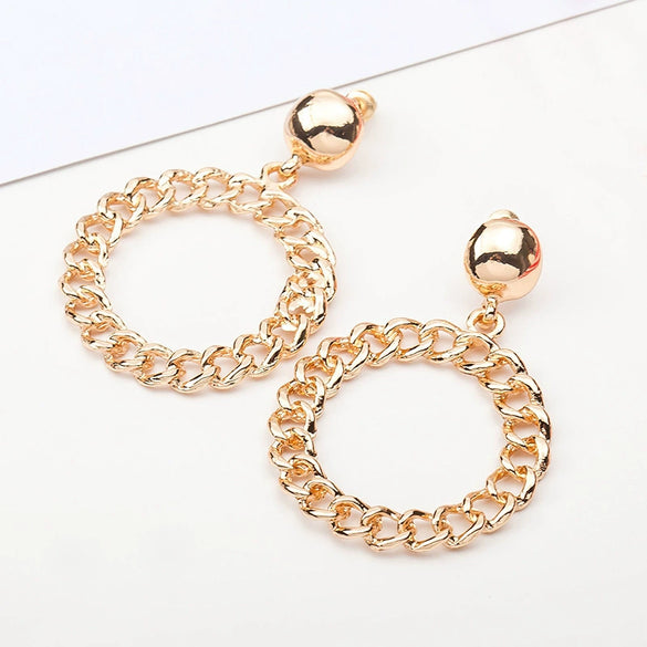 Wholesale Women's Cos Style Asymmetric Geometric Triangle And Circle Earrings In Alloy With Electroplating