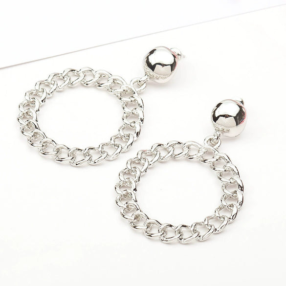 Wholesale Women's Cos Style Asymmetric Geometric Triangle And Circle Earrings In Alloy With Electroplating