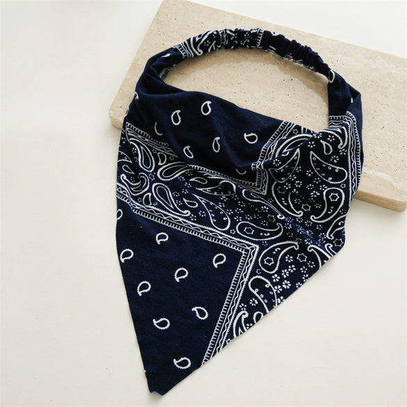 Wholesale Women's Cotton Geometric Artistic Headscarf Hair Belt Triangle Scarf