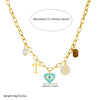Wholesale Women's Creamy Sweet Style Heart Shape Cartoon Multielement Oil Dripping Love Eyes Letter Round Pendant Stainless Steel Electroplated Necklace With Flat Cross Chain