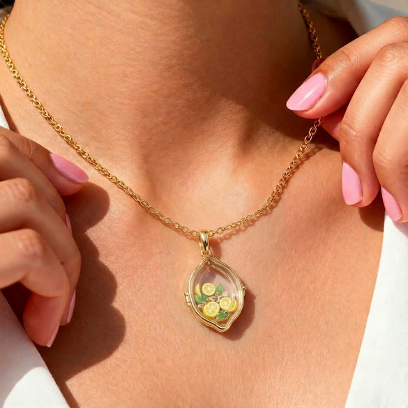 Wholesale Women's Creamy Sweet Style Lemon Shaped Copper Electroplated Pendant Necklace With Regular Chain