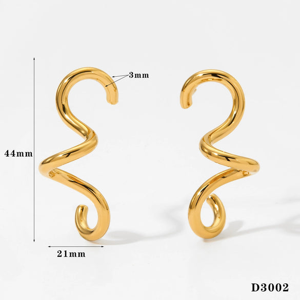 Wholesale Women's Creative Exquisite Line Spiral Geometric Stainless Steel Vacuum Plating Earrings