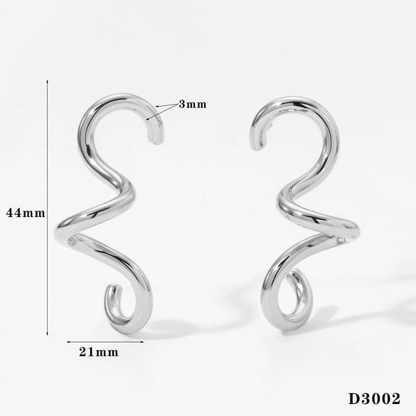Wholesale Women's Creative Exquisite Line Spiral Geometric Stainless Steel Vacuum Plating Earrings