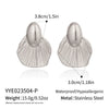 Wholesale Women's Creative Geometric Asymmetrical Striped Leaf Stainless Steel Earrings With Pvd Furnace Vacuum Real Gold Plating Jewelry Accessories