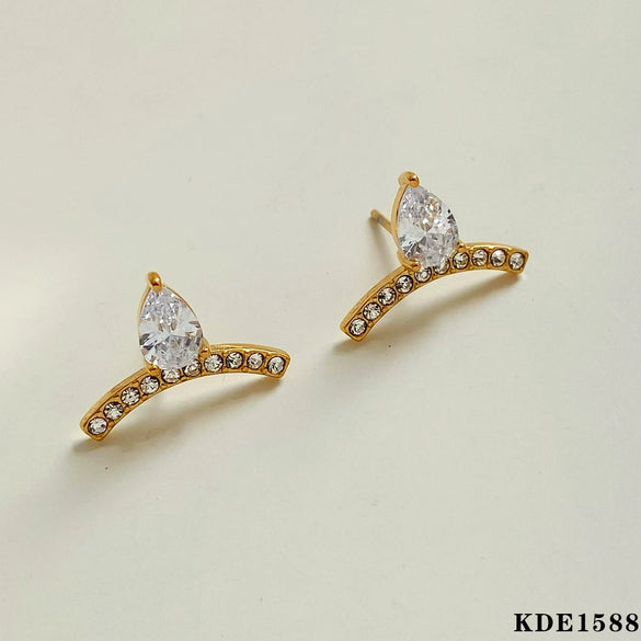 Wholesale Women's Creative Geometric Stainless Steel Earrings With Inlaid Zircon And Electroplating High Sweet Wind Design
