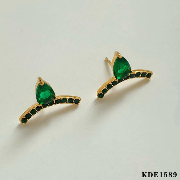 Wholesale Women's Creative Geometric Stainless Steel Earrings With Inlaid Zircon And Electroplating High Sweet Wind Design