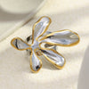 Wholesale Women's Creative Light Luxury Stainless Steel Electroplated Twocolor Flower Ring Hand Jewelry