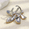 Wholesale Women's Creative Light Luxury Stainless Steel Electroplated Twocolor Flower Ring Hand Jewelry