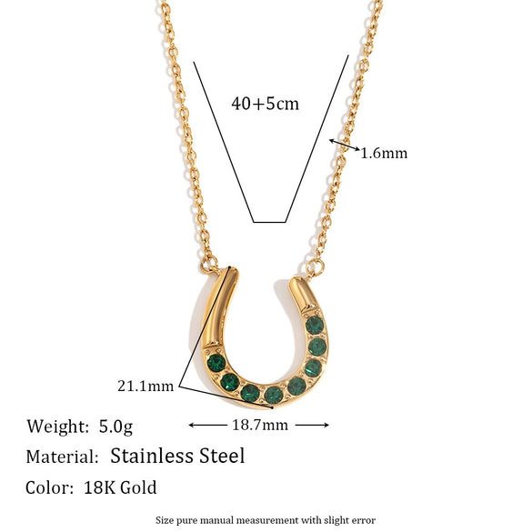 Wholesale Women's Creative Personality Pendant Necklace Stainless Steel Electroplated 18K Gold Horseshoe U Shaped