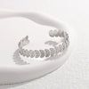 Wholesale Women's Creative Stainless Steel Leaf C Shaped Opening Adjustable 18K Gold Plated Bracelet With Electroplating Treatment