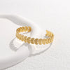 Wholesale Women's Creative Stainless Steel Leaf C Shaped Opening Adjustable 18K Gold Plated Bracelet With Electroplating Treatment