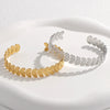 Wholesale Women's Creative Stainless Steel Leaf C Shaped Opening Adjustable 18K Gold Plated Bracelet With Electroplating Treatment