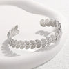 Wholesale Women's Creative Stainless Steel Leaf C Shaped Opening Adjustable 18K Gold Plated Bracelet With Electroplating Treatment