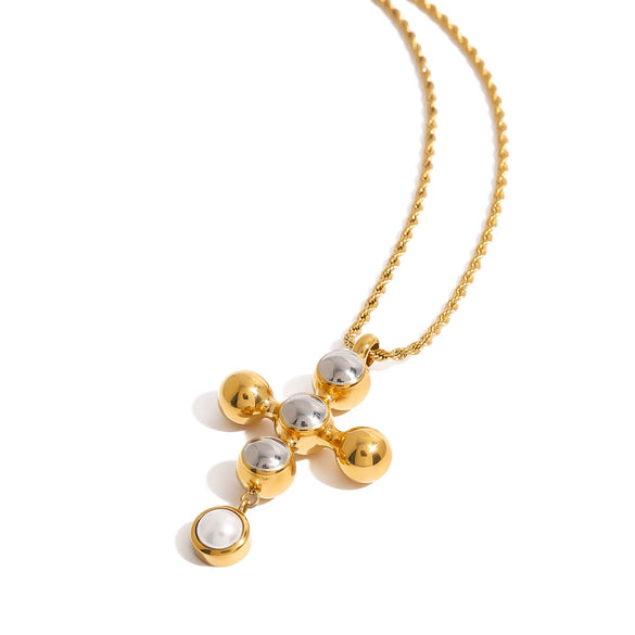 Wholesale Women's Cross Titanium Steel And Stainless Steel Necklace With Geometric Pattern And Electroplating Treatment