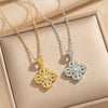 Wholesale Women's Crossroads Chain Necklace With Rhombus Pendant In Titanium Steel And Copper Zircon Gold Plated Light Luxury Geometric Style