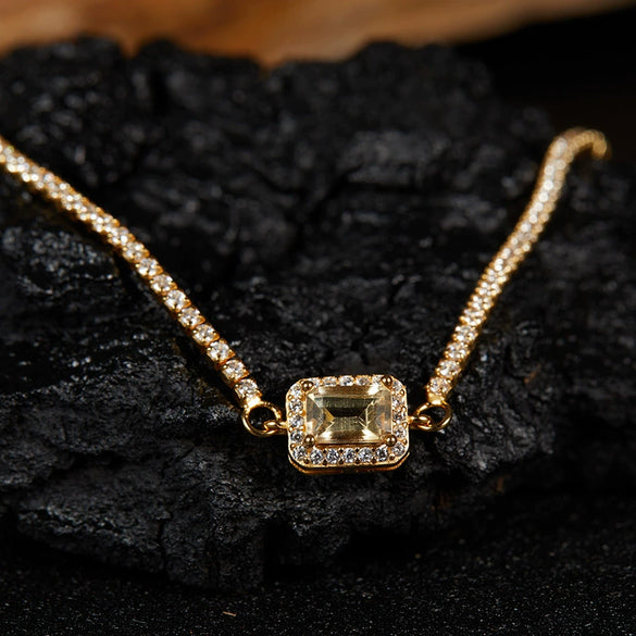 Wholesale Women's Crystal And 925 Sterling Silver Geometric Style Necklace Pendant Set With Gems And Cross Chain