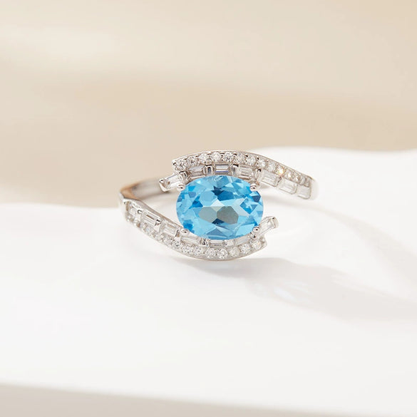 Wholesale Women's Crystal S925 Sterling Silver Ring With Crown And Wave Patterns Light Luxury Style