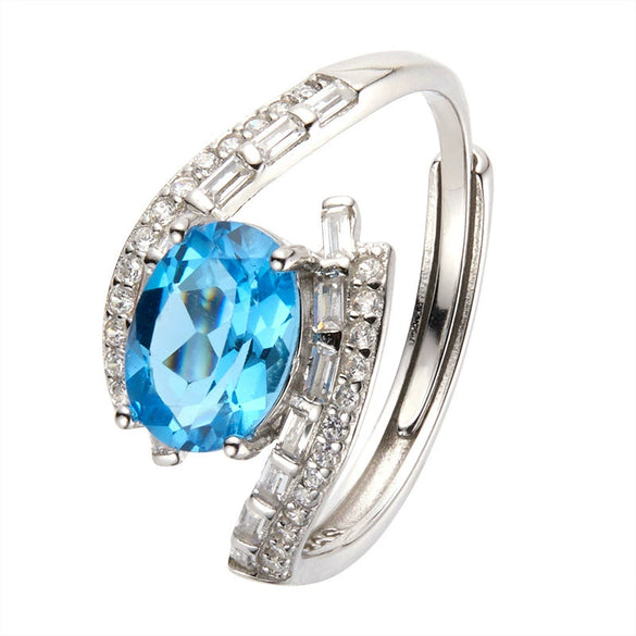 Wholesale Women's Crystal S925 Sterling Silver Ring With Crown And Wave Patterns Light Luxury Style