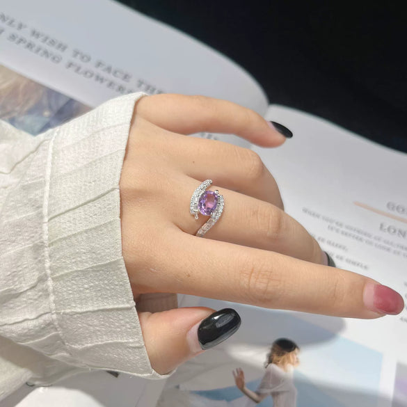 Wholesale Women's Crystal S925 Sterling Silver Ring With Crown And Wave Patterns Light Luxury Style