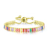 Wholesale Women's Crystal Tennis Bracelet With Colorful Zircon Copper Material Rhombus Shape Inlaid Zircon Process
