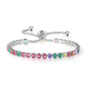 Wholesale Women's Crystal Tennis Bracelet With Colorful Zircon Copper Material Rhombus Shape Inlaid Zircon Process