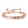 Wholesale Women's Crystal Tennis Bracelet With Colorful Zircon Copper Material Rhombus Shape Inlaid Zircon Process