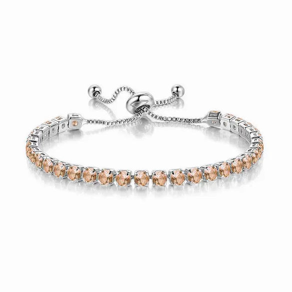 Wholesale Women's Crystal Tennis Bracelet With Colorful Zircon Copper Material Rhombus Shape Inlaid Zircon Process