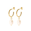 Wholesale Women's Cshaped Freshwater Pearl Earrings In 18K Gold Plated Stainless Steel With Geometric Design And Pvdp Furnace Real Gold Treatment