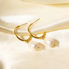 Wholesale Women's Cshaped Freshwater Pearl Earrings In 18K Gold Plated Stainless Steel With Geometric Design And Pvdp Furnace Real Gold Treatment