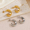 Wholesale Women's Cshaped Stainless Steel Hollow Geometric Earrings 18K Gold Plated
