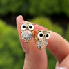 Wholesale Women's Cute Animal Owl Copper Zirconia Earrings
