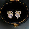 Wholesale Women's Cute Animal Owl Copper Zirconia Earrings