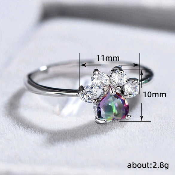 Wholesale Women's Cute Animal Series Copper Ring With Cat Claw And Cat Footprints Electroplated