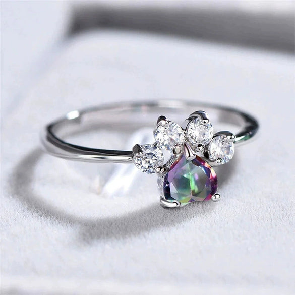 Wholesale Women's Cute Animal Series Copper Ring With Cat Claw And Cat Footprints Electroplated