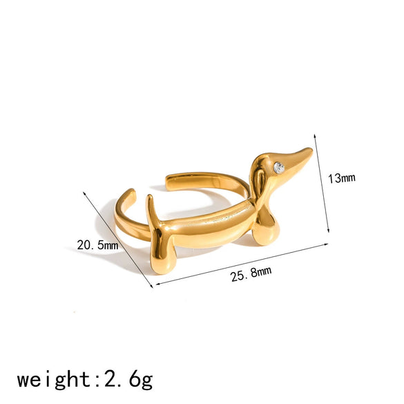 Wholesale Women's Cute Animal Stainless Steel Electroplated Jewelry Set With Bear Pig And Other Little Animal Patterns Including Necklace Ring Earrings And Bracelets