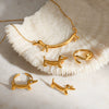 Wholesale Women's Cute Animal Stainless Steel Electroplated Jewelry Set With Bear Pig And Other Little Animal Patterns Including Necklace Ring Earrings And Bracelets