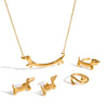 Wholesale Women's Cute Animal Stainless Steel Electroplated Jewelry Set With Bear Pig And Other Little Animal Patterns Including Necklace Ring Earrings And Bracelets