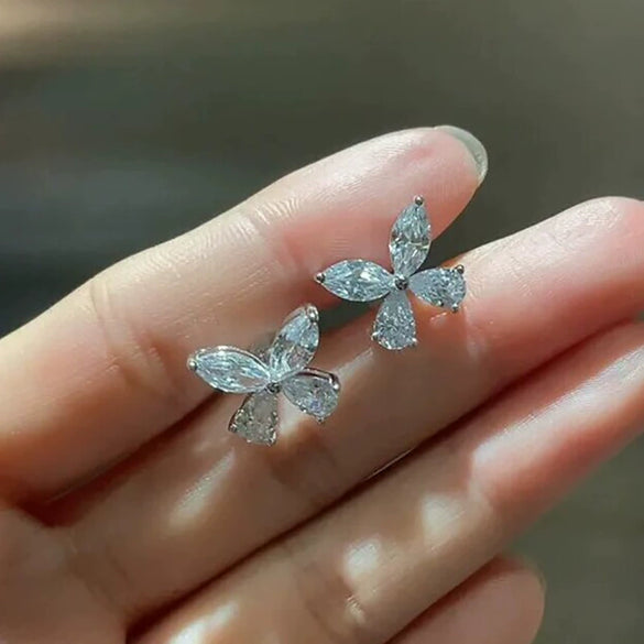 Wholesale Women's Cute Animal Zodiac Copper Mini Horse Eye Water Drop And Small Butterfly Zircon Earrings