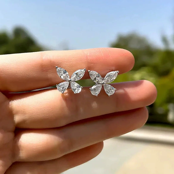 Wholesale Women's Cute Animal Zodiac Copper Mini Horse Eye Water Drop And Small Butterfly Zircon Earrings