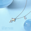Wholesale Women's Cute Animal Zodiac Micro Inlaid 925 Sterling Silver Cross Chain Dolphin Love Necklace