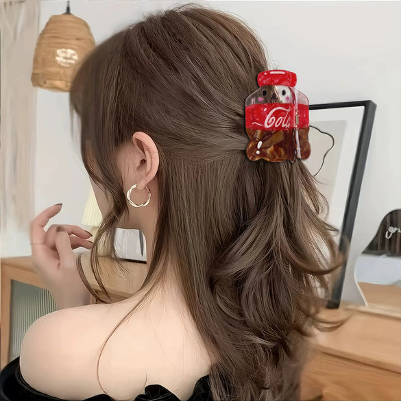 Wholesale Women's Cute Cartoon Coke Bottle Acetate Handmade Hairpin Shark Clip