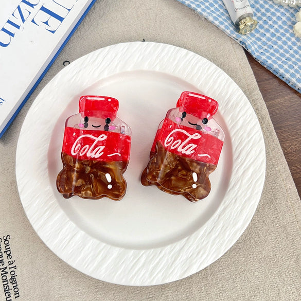 Wholesale Women's Cute Cartoon Coke Bottle Acetate Handmade Hairpin Shark Clip