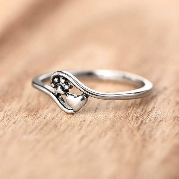 Wholesale Women's Cute Cat Claw Heart Copper Ring With Electroplating
